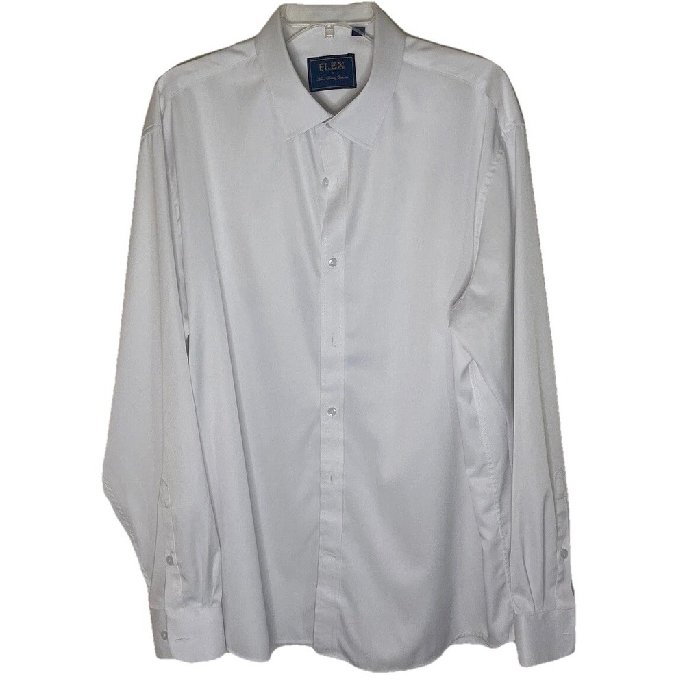 Flex White Dress Shirt Men's Sz XL‎ Designed in Italy